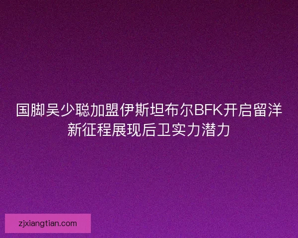 国脚吴少聪加盟伊斯坦布尔BFK开启留洋新征程展现后卫实力潜力