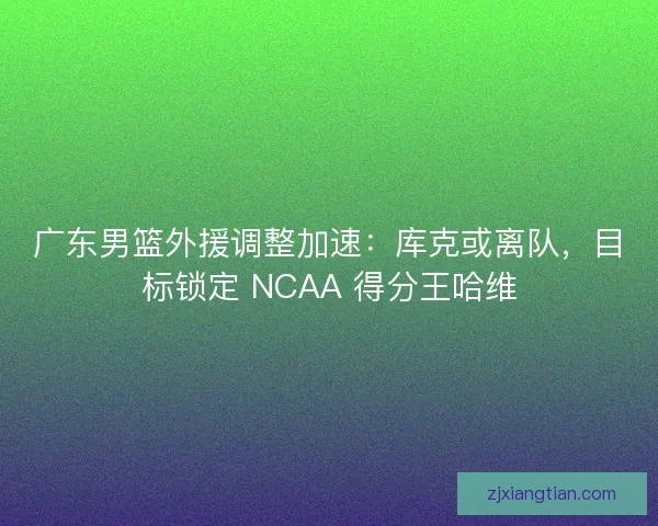 广东男篮外援调整加速：库克或离队，目标锁定 NCAA 得分王哈维