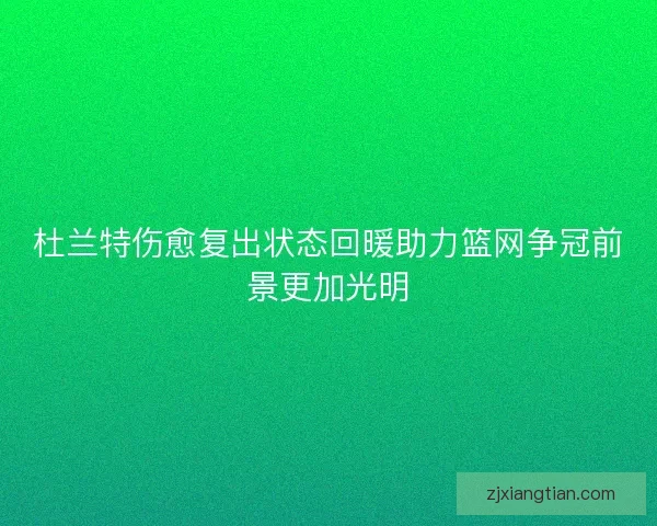 杜兰特伤愈复出状态回暖助力篮网争冠前景更加光明