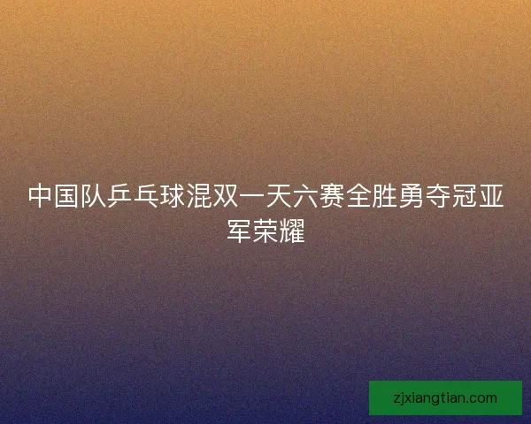 中国队乒乓球混双一天六赛全胜勇夺冠亚军荣耀