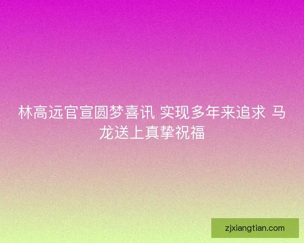 林高远官宣圆梦喜讯 实现多年来追求 马龙送上真挚祝福