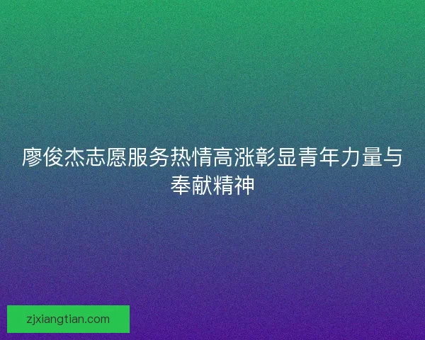 廖俊杰志愿服务热情高涨彰显青年力量与奉献精神