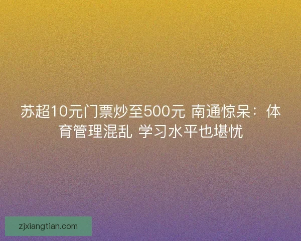 苏超10元门票炒至500元 南通惊呆：体育管理混乱 学习水平也堪忧