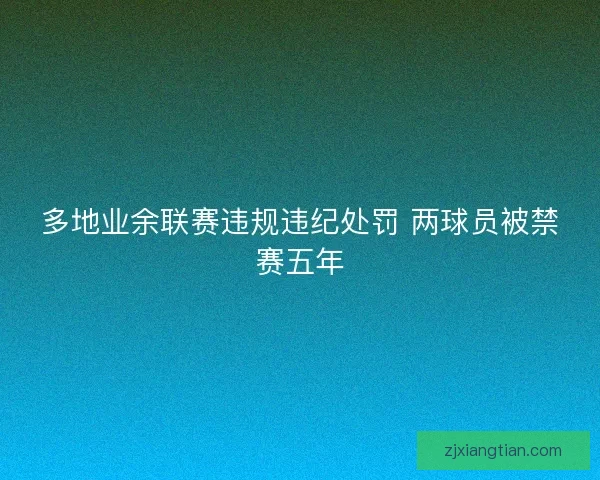 多地业余联赛违规违纪处罚 两球员被禁赛五年